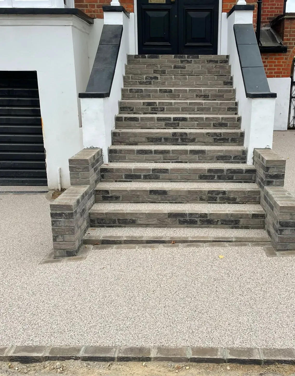 a set of stone steps leading up to a door
